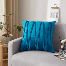 Load image into Gallery viewer, Throw Pillow Case | Dark &amp; Light  Blue Plain Jacquard W Style Velvet Sofa Throw Pillow covers