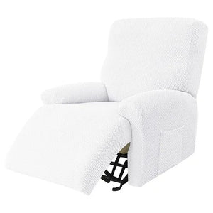 Recliner Sofa Slipcovers | 1, 2, 3, 4 Seater | White | Jacquard Solid Coloured Universal Recliner Sofa cover