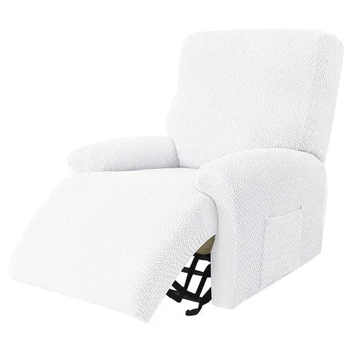 Recliner Sofa Slipcovers | 1, 2, 3, 4 Seater | White | Jacquard Solid Coloured Universal Recliner Sofa cover