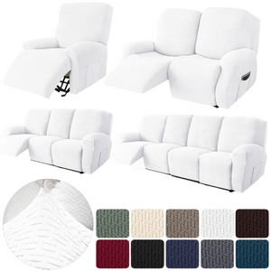 Recliner Sofa Slipcovers | 1, 2, 3, 4 Seater | White | Jacquard Solid Coloured Universal Recliner Sofa cover