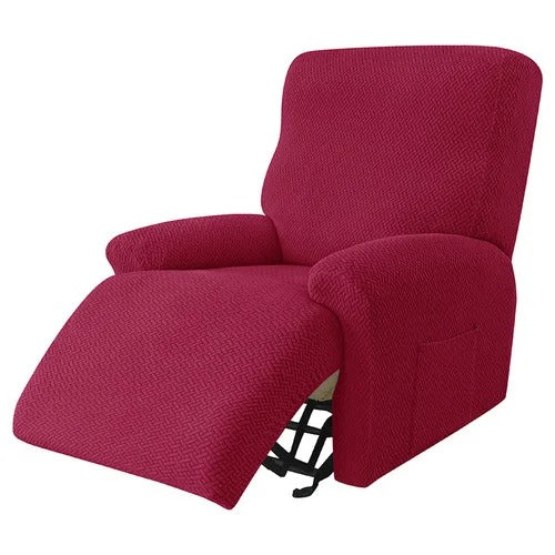 Recliner Sofa Slipcovers | 1, 2, 3, 4 Seater | Wine Red | Jacquard Solid Coloured Universal Recliner Sofa cover