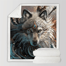 Load image into Gallery viewer, Sofa Throw Blanket  | Multi Coloured Majestic Wolf Patterned Sofa Throw Blanket cover