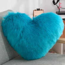 Load image into Gallery viewer, Throw Pillow Cover | Single Colour Fluffy Heart Shaped Plush Pillowcase