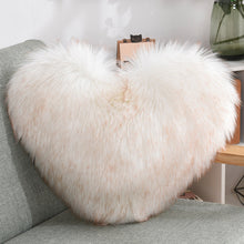 Load image into Gallery viewer, Throw Pillow Cover | Single Colour Fluffy Heart Shaped Plush Pillowcase