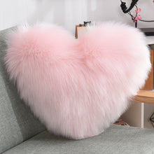 Load image into Gallery viewer, Throw Pillow Cover | Single Colour Fluffy Heart Shaped Plush Pillowcase