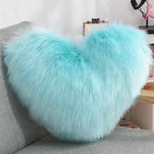 Load image into Gallery viewer, Throw Pillow Cover | Single Colour Fluffy Heart Shaped Plush Pillowcase