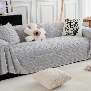 Sofa Throw | Plush | Jacquard Solid coloured Thick & Soft Warm Fleece Woven Fabric Sofa Cove
