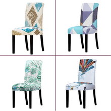 Load image into Gallery viewer, Dining Chair Slipcovers | Blue &amp; White | Patterned Multi Coloured Chair Covers