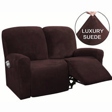 Load image into Gallery viewer, Recliner Sofa Slipcovers | 2 &amp; 3 Seater | Brown | Stretch Velvet Solid Coloured Recliner Sofa Cover