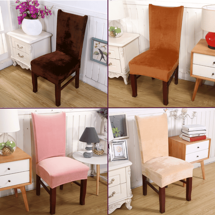 Dining Chair Slipcovers | Brown, Camel, Pink, Light Pink | Thick Solid Coloured Chair Cover