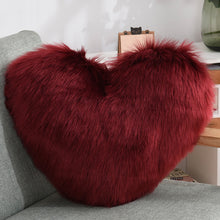 Load image into Gallery viewer, Throw Pillow Cover | Single Colour Fluffy Heart Shaped Plush Pillowcase