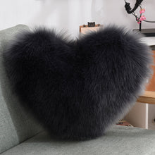 Load image into Gallery viewer, Throw Pillow Cover | Single Colour Fluffy Heart Shaped Plush Pillowcase