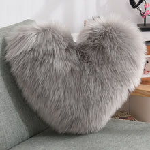 Load image into Gallery viewer, Throw Pillow Cover | Single Colour Fluffy Heart Shaped Plush Pillowcase