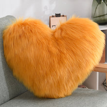 Load image into Gallery viewer, Throw Pillow Cover | Single Colour Fluffy Heart Shaped Plush Pillowcase