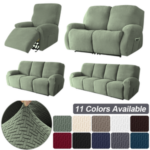 Recliner Sofa Slipcovers | 1, 2, 3, 4 Seater | Sage Green | Jacquard Solid Coloured Universal Recliner Sofa cover