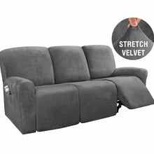 Load image into Gallery viewer, Recliner Sofa Slipcovers | 2 &amp; 3 Seater | Grey | Stretch Velvet Solid Coloured Recliner Sofa Cover