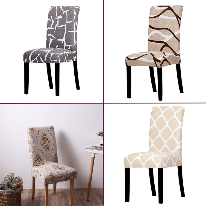 Dining Chair Slipcovers | Dark Grey, Khaki, Beige | Patterned Multi Coloured Chair Covers
