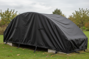 outdoor black custom cover for a half round bridge like object