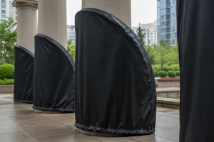 outdoor black custom covers for vertical semi circle structure or object