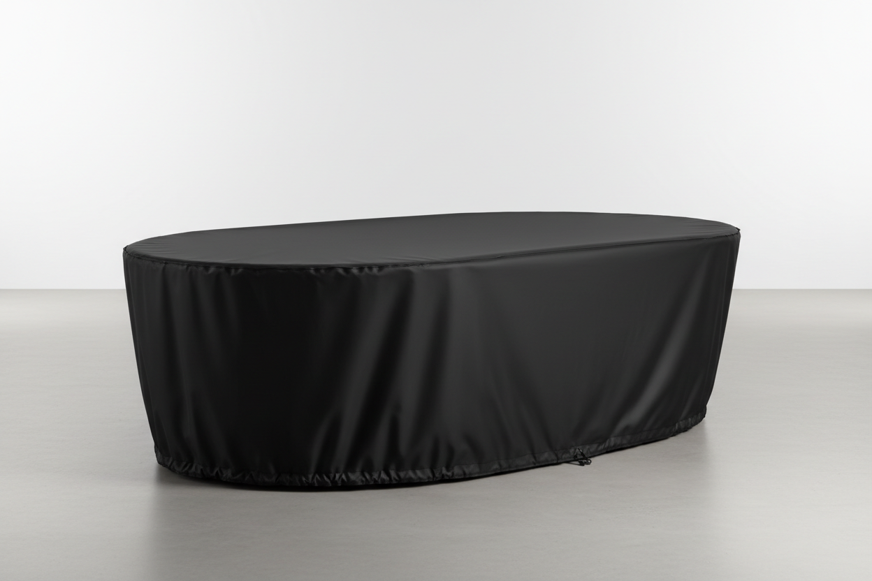 oval shaped custom furniture oudoor cover - black