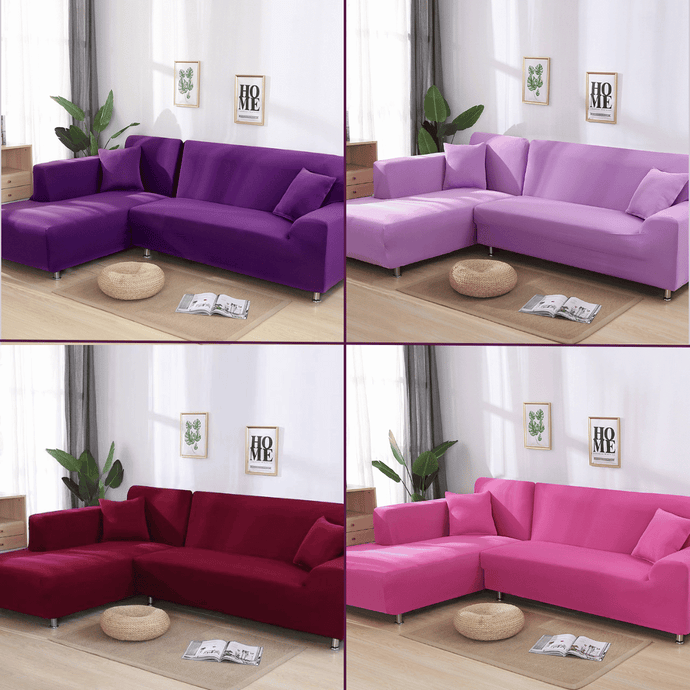 Sectional Sofa Slipcovers | Purple, Light Purple Red, Rose Red | Plain Solid Coloured Universal Corner Sofa Cover